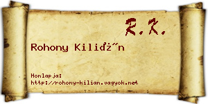 Rohony Kilián névjegykártya
